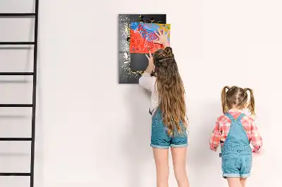 Decoratief glazen wandbord beschrijfbaar en magnetisch met gouden confetti