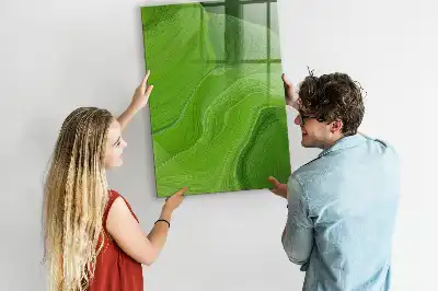 Magnetisch glazen wandbord met abstracte golfprint
