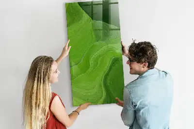 Magnetisch glazen wandbord met abstracte golfprint