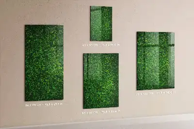 Decoratief glazen wandbord beschrijfbaar en magnetisch met motief van een haag van bladeren