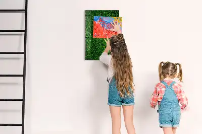 Decoratief glazen wandbord beschrijfbaar en magnetisch met motief van een haag van bladeren