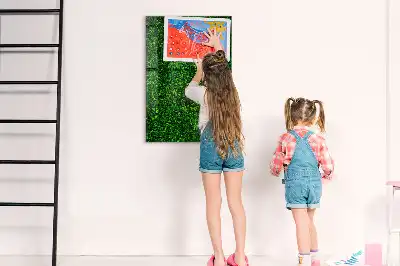 Decoratief glazen wandbord beschrijfbaar en magnetisch met motief van een haag van bladeren