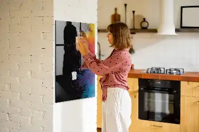 Magnetisch glazen wandbord kleurrijk poeder design