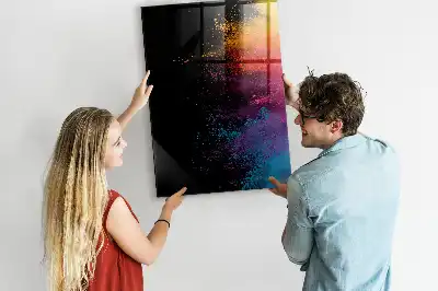 Magnetisch glazen wandbord kleurrijk poeder design