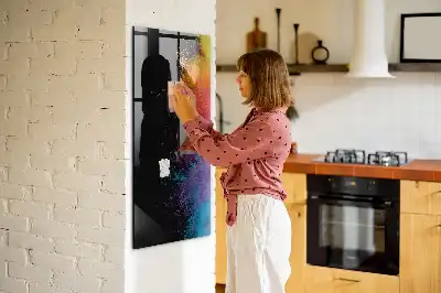 Magnetisch glazen wandbord kleurrijk poeder design