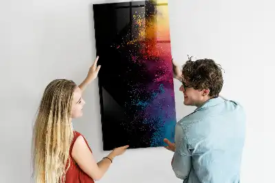 Magnetisch glazen wandbord kleurrijk poeder design