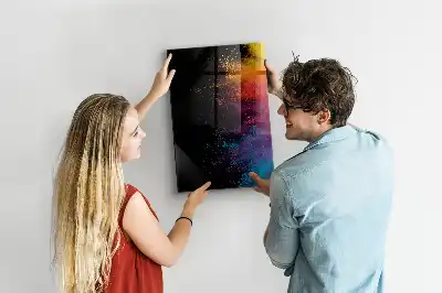 Magnetisch glazen wandbord kleurrijk poeder design