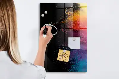 Magnetisch glazen wandbord kleurrijk poeder design
