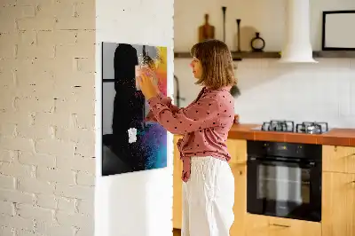 Magnetisch glazen wandbord kleurrijk poeder design