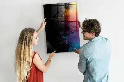 Magnetisch glazen wandbord kleurrijk poeder design