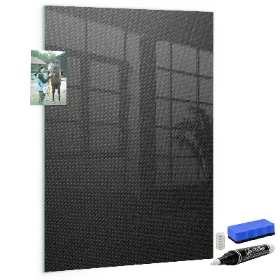 Decoratief glazen wandbord beschrijfbaar en magnetisch met donker patroon
