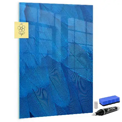 Magnetisch en uitwisbaar glazen wandbord met vogelveren print