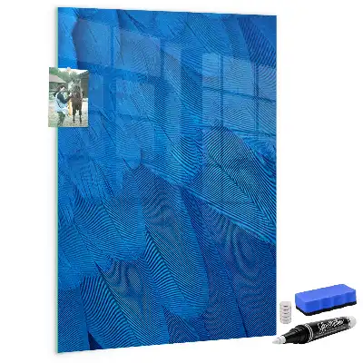 Magnetisch en uitwisbaar glazen wandbord met vogelveren print