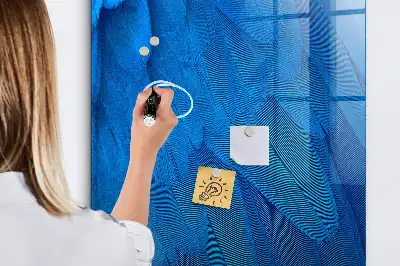 Magnetisch en uitwisbaar glazen wandbord met vogelveren print