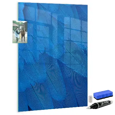 Magnetisch en uitwisbaar glazen wandbord met vogelveren print