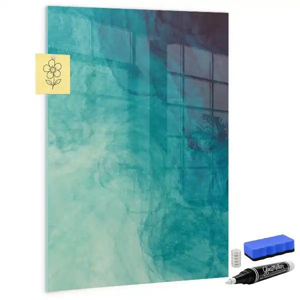 Beschrijfbare magnetische glazen wandplaat met abstracte zee print