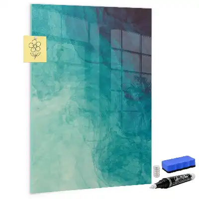 Beschrijfbare magnetische glazen wandplaat met abstracte zee print