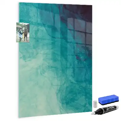 Beschrijfbare magnetische glazen wandplaat met abstracte zee print