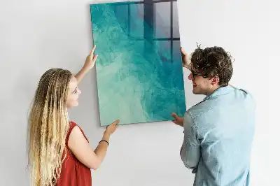 Beschrijfbare magnetische glazen wandplaat met abstracte zee print