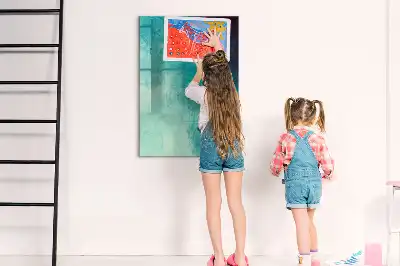 Beschrijfbare magnetische glazen wandplaat met abstracte zee print