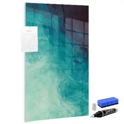 Beschrijfbare magnetische glazen wandplaat met abstracte zee print
