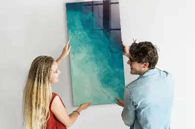 Beschrijfbare magnetische glazen wandplaat met abstracte zee print