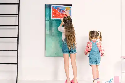 Beschrijfbare magnetische glazen wandplaat met abstracte zee print