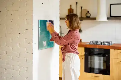 Beschrijfbare magnetische glazen wandplaat met abstracte zee print