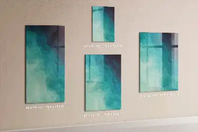Beschrijfbare magnetische glazen wandplaat met abstracte zee print