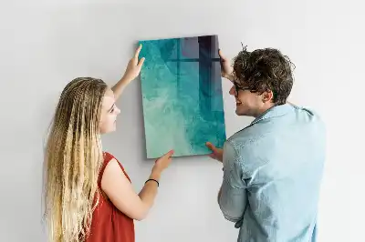 Beschrijfbare magnetische glazen wandplaat met abstracte zee print