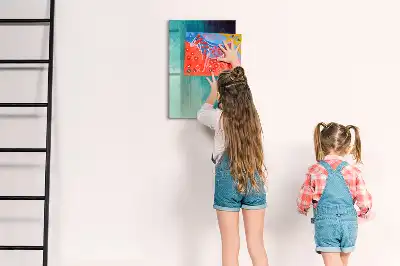 Beschrijfbare magnetische glazen wandplaat met abstracte zee print