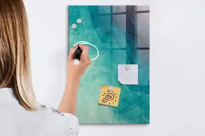 Beschrijfbare magnetische glazen wandplaat met abstracte zee print