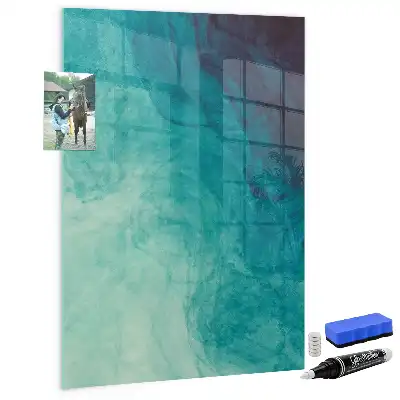 Beschrijfbare magnetische glazen wandplaat met abstracte zee print