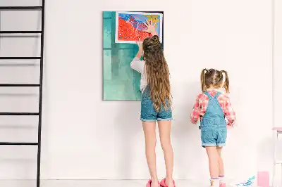 Beschrijfbare magnetische glazen wandplaat met abstracte zee print