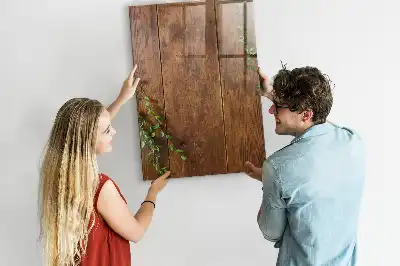 Decoratief glazen wandbord met rustieke houtlook, beschrijfbaar en magnetisch