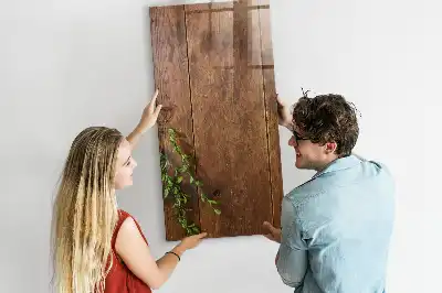Decoratief glazen wandbord met rustieke houtlook, beschrijfbaar en magnetisch