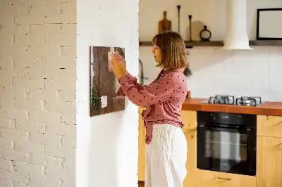 Decoratief glazen wandbord met rustieke houtlook, beschrijfbaar en magnetisch
