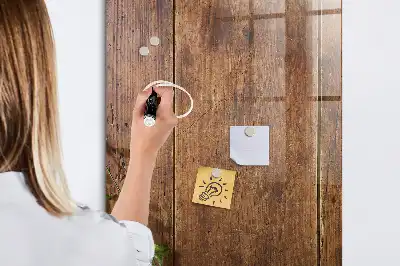 Decoratief glazen wandbord met rustieke houtlook, beschrijfbaar en magnetisch