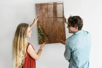 Decoratief glazen wandbord met rustieke houtlook, beschrijfbaar en magnetisch