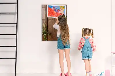 Decoratief glazen wandbord met rustieke houtlook, beschrijfbaar en magnetisch