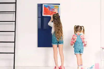 Decoratief glazen wandbord beschrijfbaar en magnetisch in marineblauw