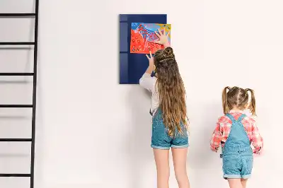 Decoratief glazen wandbord beschrijfbaar en magnetisch in marineblauw