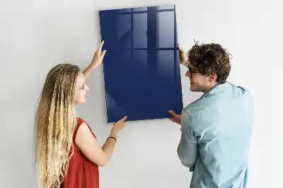 Decoratief glazen wandbord beschrijfbaar en magnetisch in marineblauw