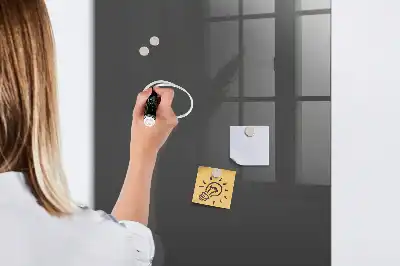 Decoratief glazen wandbord beschrijfbaar en magnetisch in het grijs