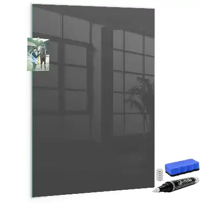 Decoratief glazen wandbord beschrijfbaar en magnetisch in het grijs