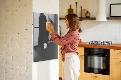 Decoratief glazen wandbord beschrijfbaar en magnetisch in het grijs