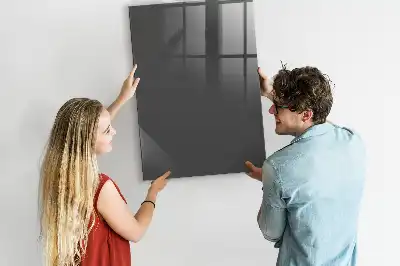 Decoratief glazen wandbord beschrijfbaar en magnetisch in het grijs