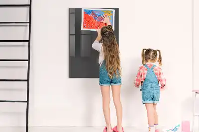 Decoratief glazen wandbord beschrijfbaar en magnetisch in het grijs