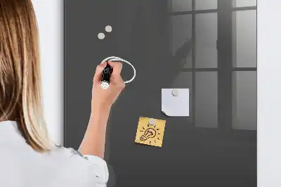 Decoratief glazen wandbord beschrijfbaar en magnetisch in het grijs