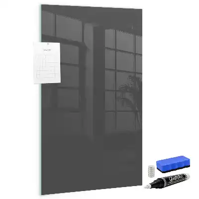 Decoratief glazen wandbord beschrijfbaar en magnetisch in het grijs